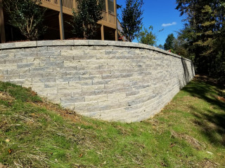 Retaining Wall, Patio and Fire Pit constructed in Alabaster, Al