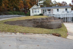 A retaining wall installation in Alabaster, Al A retaining wall installation in Alabaster, Al