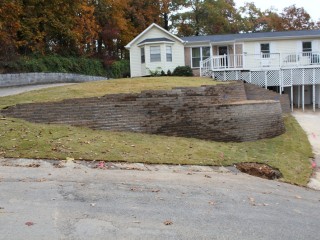 A retaining wall installation in Alabaster, Al A retaining wall installation in Alabaster, Al