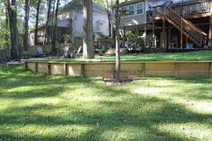 A wood retaining wall in Pelham, Al A wood retaining wall in Pelham, Al